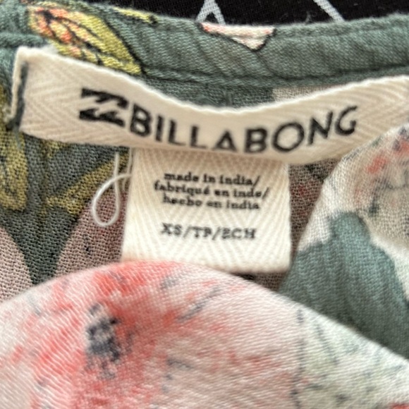 Billabong Women Short Sleeve Floral Mini Dress Green Boho Beachy Summer Size XS - Picture 4 of 7